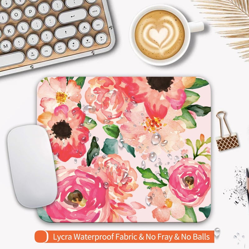 Armanza Square Mouse Pad Pink Watercolor Flower, Personalized Premium-Textured Custom Mouse Mat Design, Washable Mousepad Cloth, Non-Slip Rubber Base Computer Mouse Pads for Wireless Mouse - Image 3